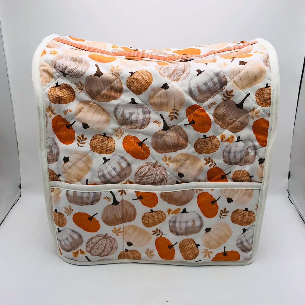 Cover For Standard Tilt Head Mixer Cover: Quilted Cotton Neutral Pumpkins